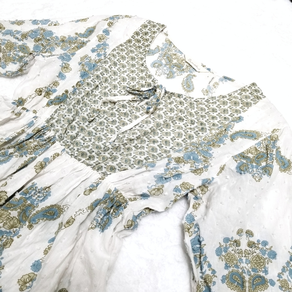 Punch floral paisley tiered Swiss dot cotton tunic - Picture 2 of 8